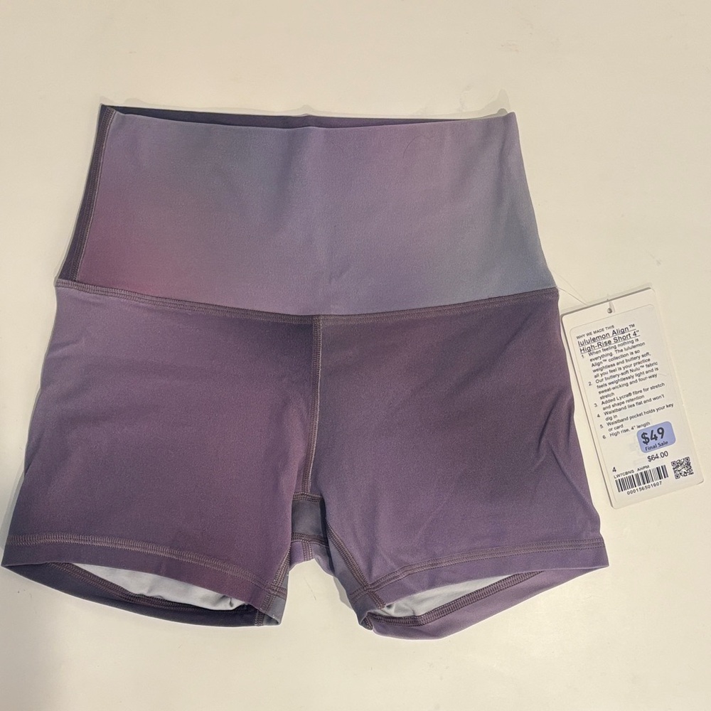 lululemon align high rise shirt 4” NWT